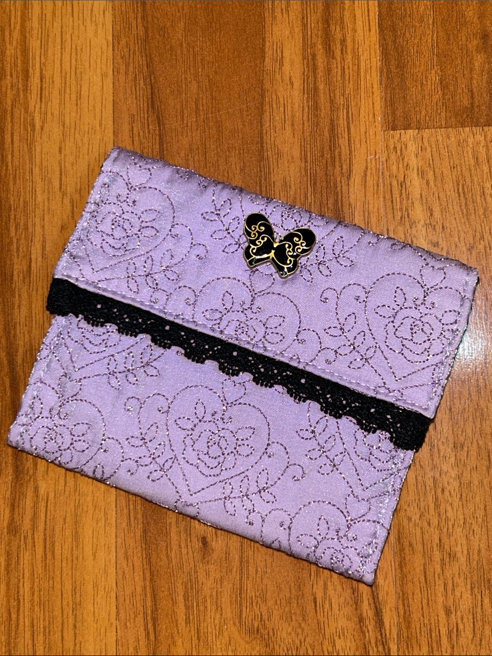 Anna Sui Purple Sparkle Thread Wallet with Tissue Pocket